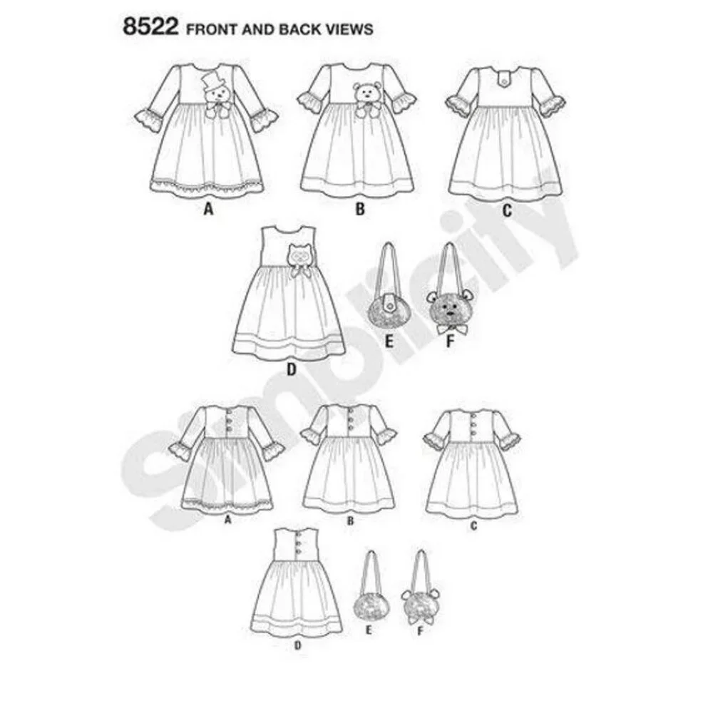 Simplicity‎ Sewing Pattern 8522 Dress Purse Girls Child Size 3-8